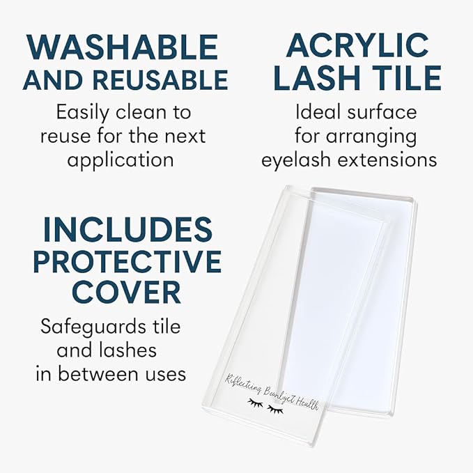 Acrylic Eyelash Storage Box - Eyelash Extension Organizer Box - Lash Organizer Tiles for Lash Extension - Perfect for Eyelash Holder, Eyelash Case and Eyelash Storage Case (clear & white)