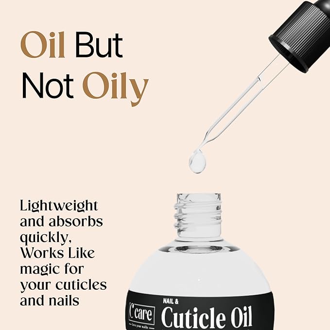 C CARE Fragrance Free Cuticle Oil For Nails - Repairs Cuticles Overnight - Moisturizes and Strengthens Nails and Cuticles - Dropper & Brush included - 2.5oz