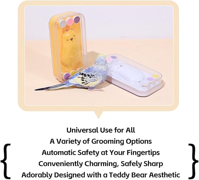 MANON ROSA Bird Nail Grinder, Bird Beak Grinder- Safe and Quiet Bird Nail Care Tool, Complete Grooming Kit for Parrots Conures Cockatiels Finches Parakeets, Premium Beak Maintenance (Yellow)