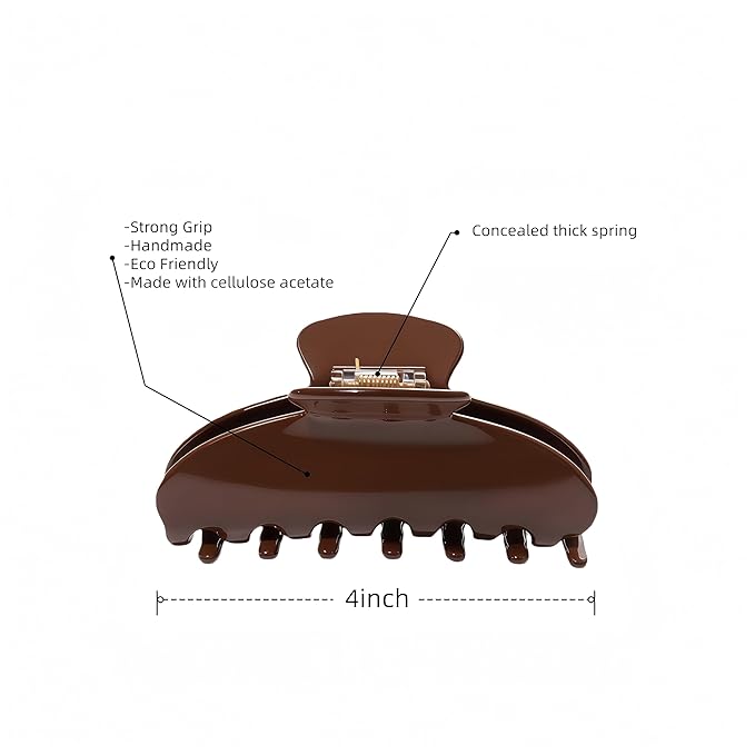Durable Acetate Hair Clips - 4-Inch Coffee Claw Clips for Fine and Thick Hair (Coffee)