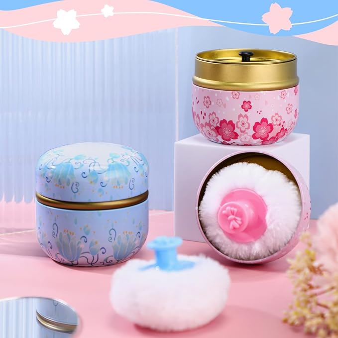 Zopeal Powder Case Puff Kit Powder Puff Case for Body Cosmetic Container Dusting Soft for Baby and Women Travel Home Face Body Box(4 Pcs)