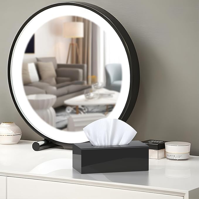 SILUT Acrylic Tissue Box Cover, Tissue Box Cover Rectangle, Modern Tissue Box Holder, Facial Tissue Cover for Bathroom, Kitchen Office - Shiny Black