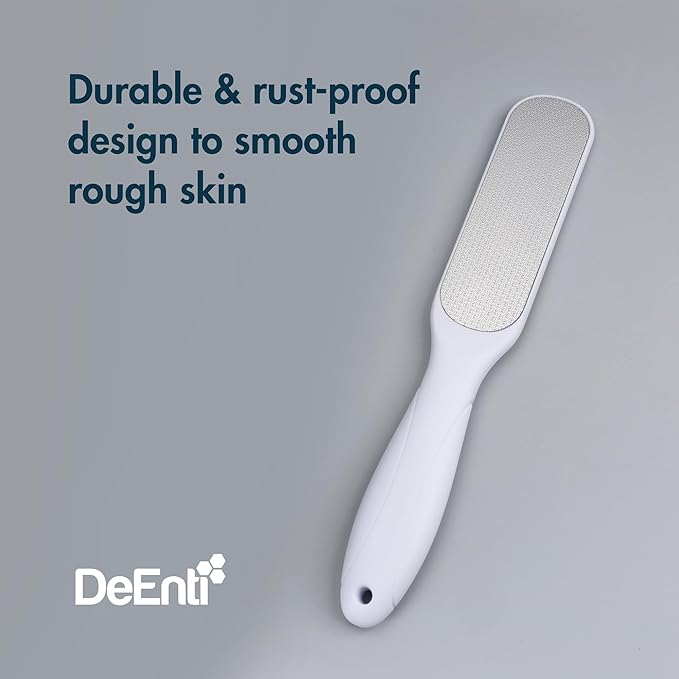 DeEnti Metal Foot File, Professional Grade Stainless Steel, Salon Quality Callus Remover, Lightweight Foot Scrubber, Home Manicure and Pedicure Tools