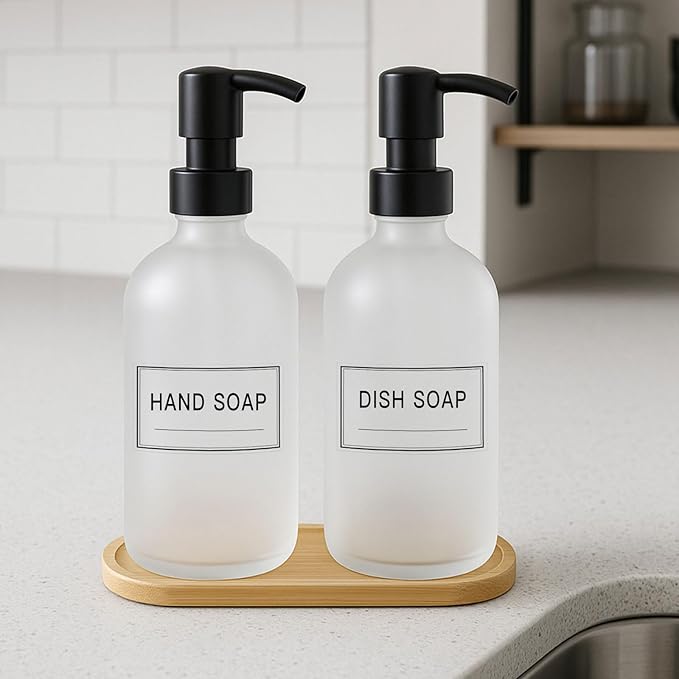 48PCS Clear Waterproof Labels for Bottles, Shampoo and Conditioner Dispenser Label,Transparent Soap and Lotion Stickers for Bathroom Organization (Black on Clear)