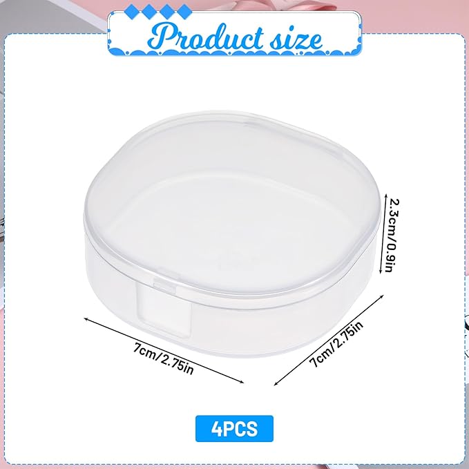 4Pcs Plastic Cotton Square Holder Cosmetic Cotton Pads Holder Travel Portable Travel and Sealed for Makeup Remover Cottons Ball, White