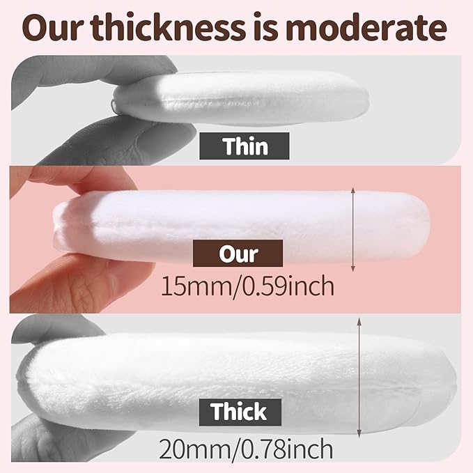 Teenitor 2pcs Powder Puff 3.54inch Medium Body Powder Puff for Body Powder and Container White