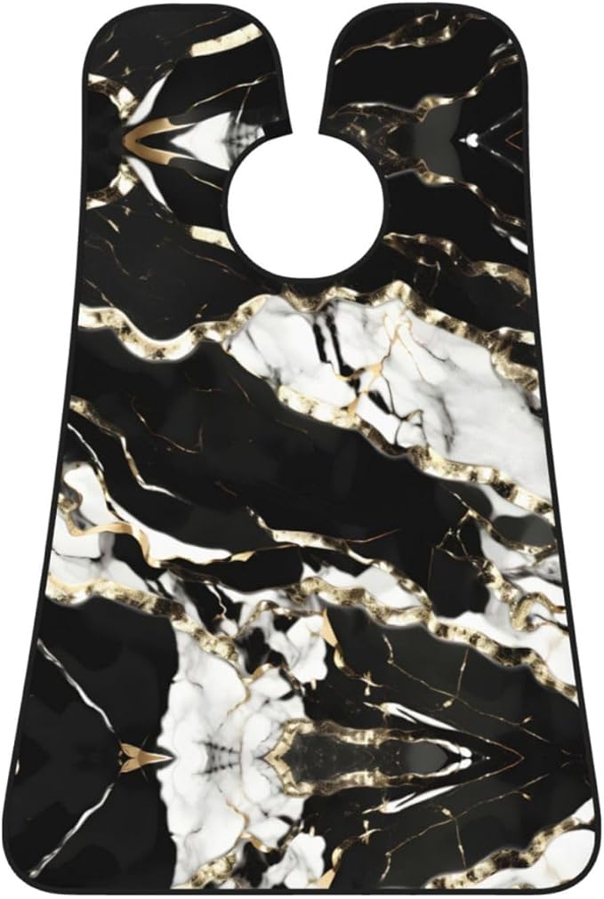 Black And White Marble Texture Print Beard Bib Shaving Apron, Beard Hair Trimming Cape Gift For Dad