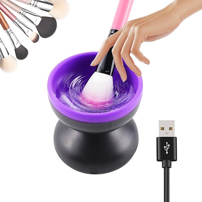 Makeup Brush Cleaner Machine, Powerful Friction, Deep Cleaning, Electric Make up Brush Cleaner for All Size Beauty Makeup Brush, Blush Brush, Sponges, Christmas Halloween Gifts for Girls Women