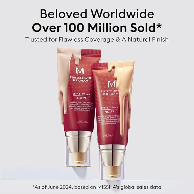 MISSHA M Perfect Cover BB Cream No.21 Light Beige - Light with Cool Undertone SPF 42 PA +++1.69 Fl Oz - Tinted Moisturizer for face with SPF