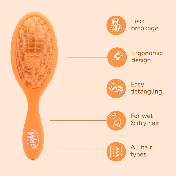 Wet Brush Original Detangler, Orange Crush (Summer Quencher), Ultra-Soft IntelliFlex Bristles Glide Through Tangles, Detangling Hair Brush (Wet & Dry), Women & Men, Limited Edition