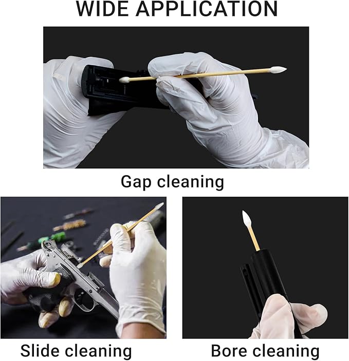 500/1000 Count 6'' Long Round/Pointed Cotton Swabs Durable Stem, Lint- Free Gun Cleaning Swabs Pure Cotton Tips for Gun Maintenance, Makeup, Pet Care, Equipment (Detailed Work)