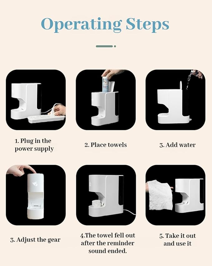 Automatic Hot Towel Dispenser, Hot Face Towel Heater Machine, Hot Towel Dispenser for Bathroom, Upgraded Hot Face Towel Warmer, 5 Second Heating, Compressed Towels (Towel Machine with 20 Towels*1)