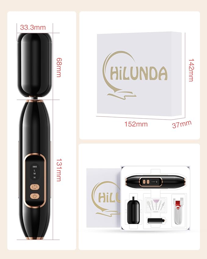 2-in-1 Nail Drill Electric Nail File with Makeup Brush Cleaner Machine (No Bowl), 1500 mAh Battery, Ultra Low Noise, Portable and Rechargeable for Travel & Home