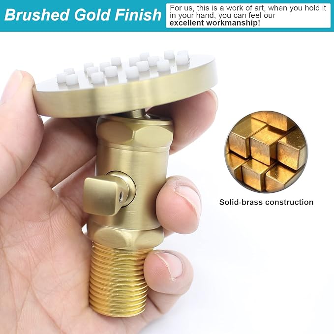 Solid Brass Shower Body Jets with Adjustable Flow - Round Massage Spa Shower Spray Jets for Concealed Wall Mounting, Brushed Gold