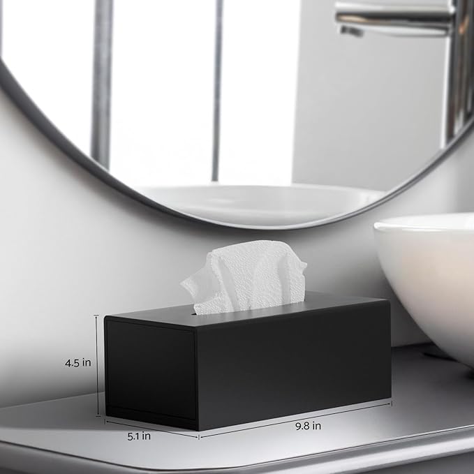 HIIMIEI Acrylic Tissue Box Cover Tissue Holder Napkin Dispenser for Home Office Restaurant-Black