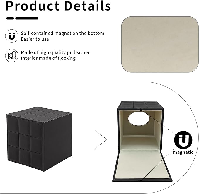 Modern Tissue Box Holder Square,Napkin Holder Pumping Paper Case Dispenser,Upgrade Large Size Facial Tissue Box Cover with Magnetic Bottom for Home Bathroom NightStand Office Desk (Black)
