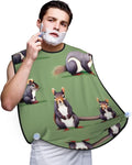 Purple And Teal Flowers Print Beard Bib Shaving Apron, Beard Hair Trimming Cape Gift For Dad