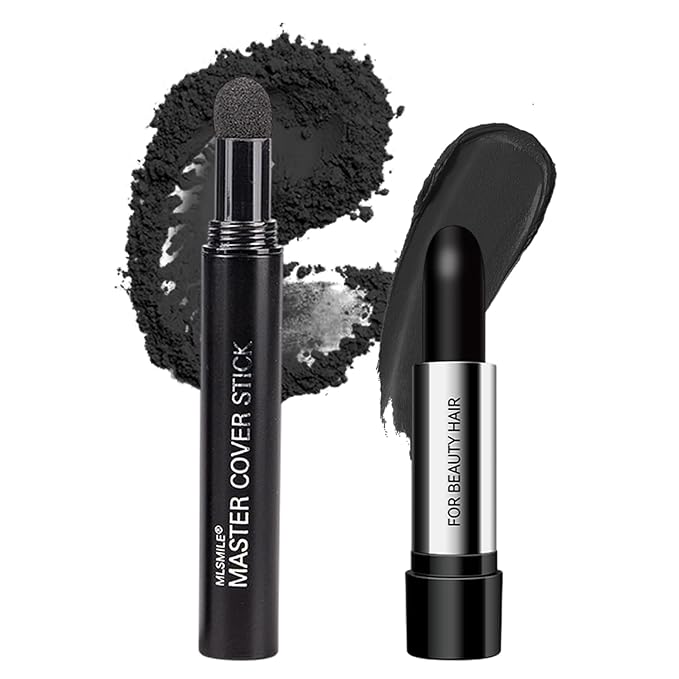 Root Touch Up Set - Hair Color Stick & Dye Pen, 2 Powder Shadows, Instant Gray Hair Coverage, Cover Hairline Precisely Naturally, Portable Grey Hair Concealer for Men Women, Sweatproof - Black