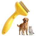 Pet Grooming Brush, 2025 New Self Cleaning Metal Comb, Detangling and Dematting Long, Matted Fur on Cats and Dogs, Easy to Remove Loose Undercoat, One Click Removal (Yellow)