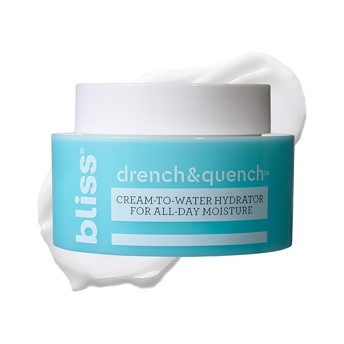 Bliss Drench & Quench Hyaluronic Acid Cream to Water Moisturizer | Lightweight Face Cream with 4 Types of Hyaluronic Acid for All Day Hydration and Plump Skin | Clean Vegan & Cruelty Free 1.7 fl oz