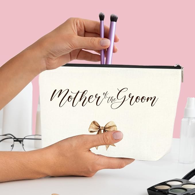 Luxury Wedding Makeup Bag - Mother of Groom Keepsake, Newlywed Essential Set for Her, Bridal Shower Present Female Friend Coworker Gift Idea