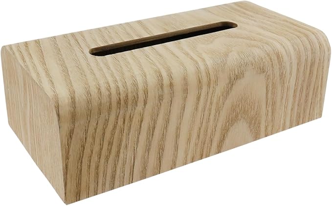 Geesatis Tissue Box Cover,Wood Tissue Box Holder, Rectangular Napkin Facial Tissues Holder for Bathroom Toilet Bedroom Living Room Table Desk Office Dresser, 1 Pcs Curled Willow Color 10.3"x5.5"x3.4"