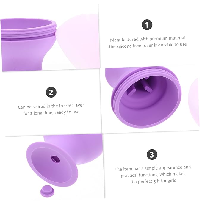 NOLITOY Ice Facial Roller Reusable Silicone Skin Mold for Puffiness Relief and Skin Repair for Face Care and Easy to Use Purple