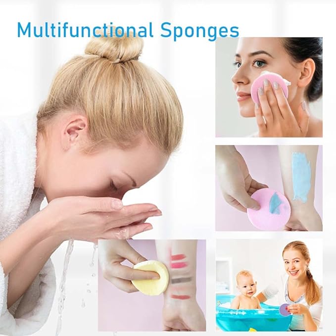 120Pcs Compressed Facial Sponges Face Cleansing Sponge exfoliating sponge for Face Cleansing,Massage, Mask, Makeup Removal (Mix-color)