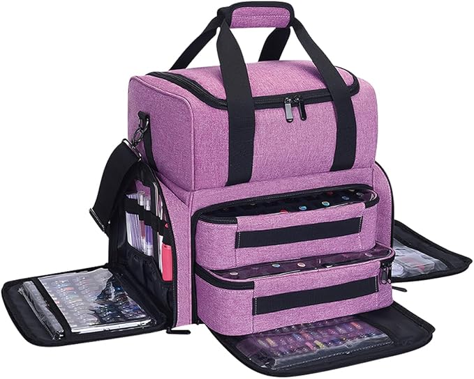 Nail Polish Organizer Case Holds 80 Bottles (15ml - 0.5 fl.oz) and a Nail Lamp,Nail Polish Case with 2 Removable Bags and Tools Storage Sections Purple