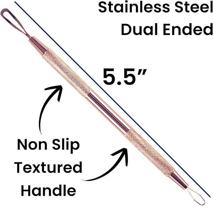 1 Professional Stainless Steel Blackhead Remover Blemish Extractor Tool – Acne Skin Nose Face Tzone Whitehead Zit Pimple Popper Comedone Pustule Removal Double Ended 2 in 1 Nonslip
