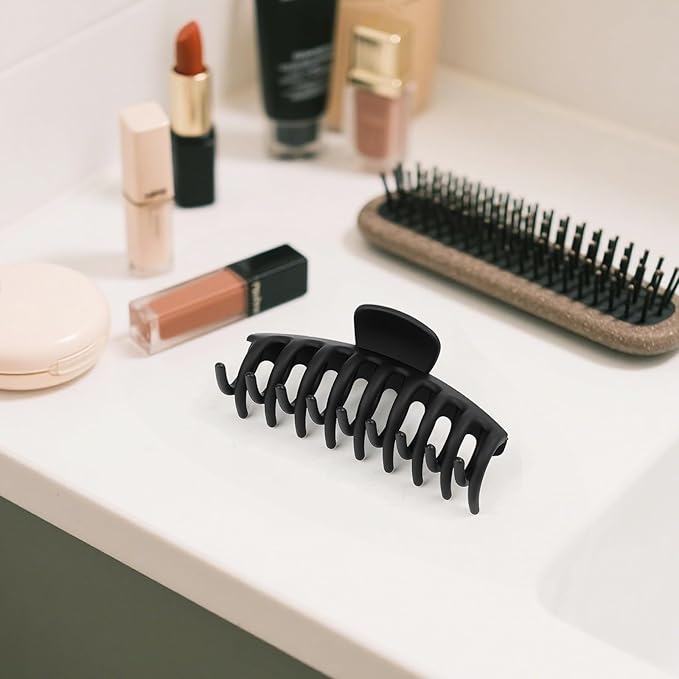 TOCESS Hair Claw Clips for Women - 8PK Large Neutral Matte Jumbo Hair Clips for Thick, Thin, Long, Short, Curly Hair Girls, Big Jaw Clip Set for Daily Use(Midnight Black)