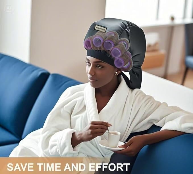 Hair Roller-Specific Heating Bonnet,Shorten Heatless Rods Rollers Curling Time,Styling Hairs at Home&Helps Curls Stay Longer,Frizz Control, Lightweight & Portable for Travel(Rollers Not Included)