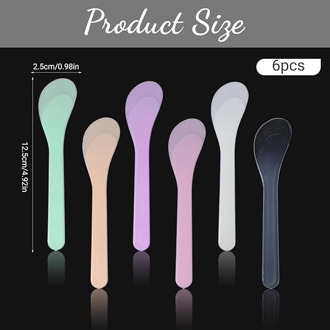 6 PCS Plastic Cosmetic Spatula, Candy Color Makeup Scoops Spatulas Stick Applicator Reusable Cosmetic Mask Mixing Spoon Spa Makeup Tools for Lotions Moisturizers DIY Cream Mixing