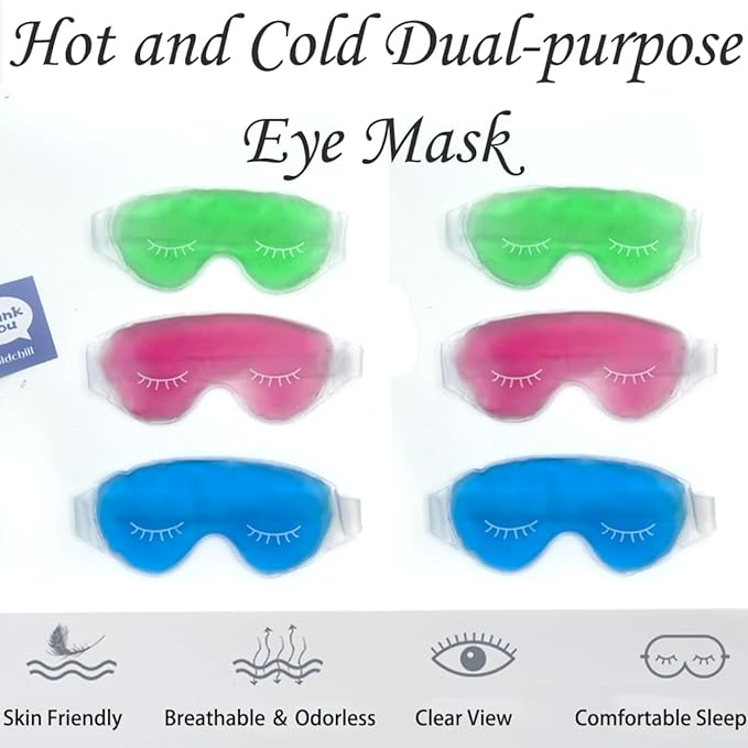 Cooling Eye Mask, Reusable Cold Eye Mask for Hot Cold Treatment for Eye Strain, Eye Swelling, Eye Redness, Puffy Eyes, Dark Circles, Smooth Fine Lines and Eye Recover Surgery. 2 Packs (Pink)