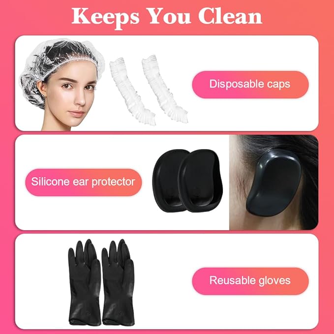 Hair Dye Color Brush and Bowl Set, Color Bowl Brushes Tool Mixing Bowl Kit Tint Comb for Hair Tint Dying Coloring Applicator (Gray&Black)