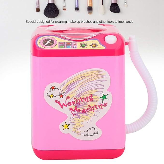 Makeup Washing Machine, Simulation Mini Makeup Brush Cleaner Electric Make Up Sponge Puff Cleaner Device Automatic Cosmetic Tool for Girls and Women