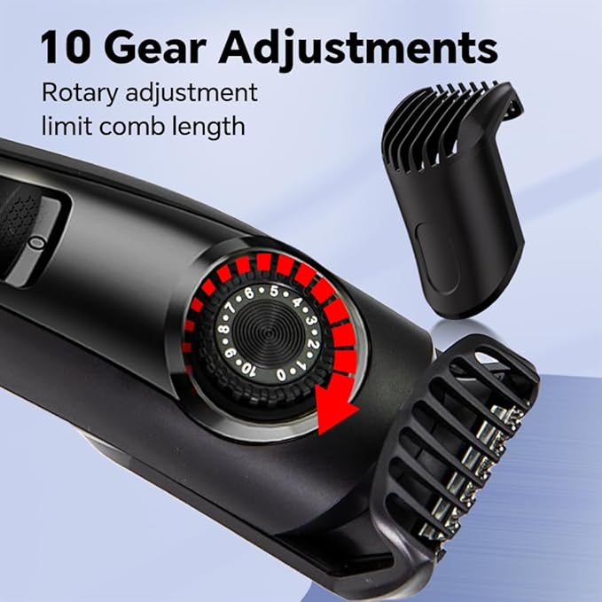 Electric Beard Trimmer for Men Professional Adjustable Length and Hair Clipper, Men's Beard Mustache Trimming and Body Hair Trimmer, Cordless Digital Display and Rechargeable USB-c Charger -Black
