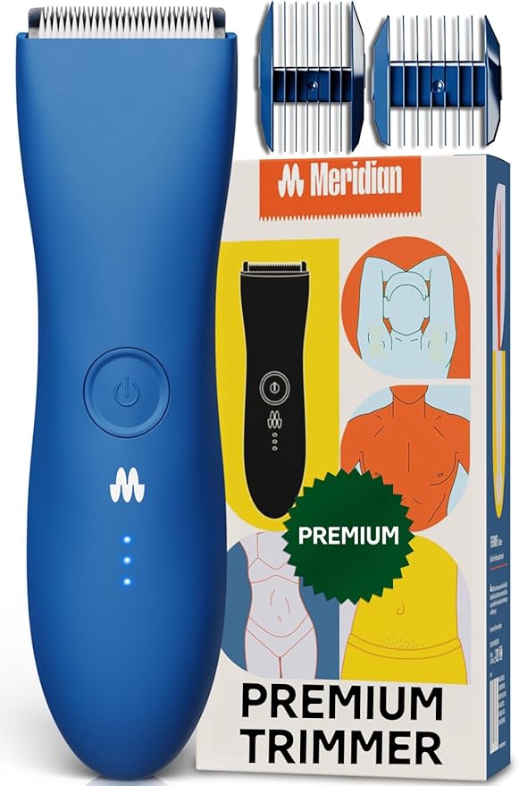 MERIDIAN The Trimmer Premium - Body Hair Trimmer & Electric Shaver for Men and Women for Pubic Hair, Chest, Legs & Bikini Line, Waterproof & Rechargeable, Ocean