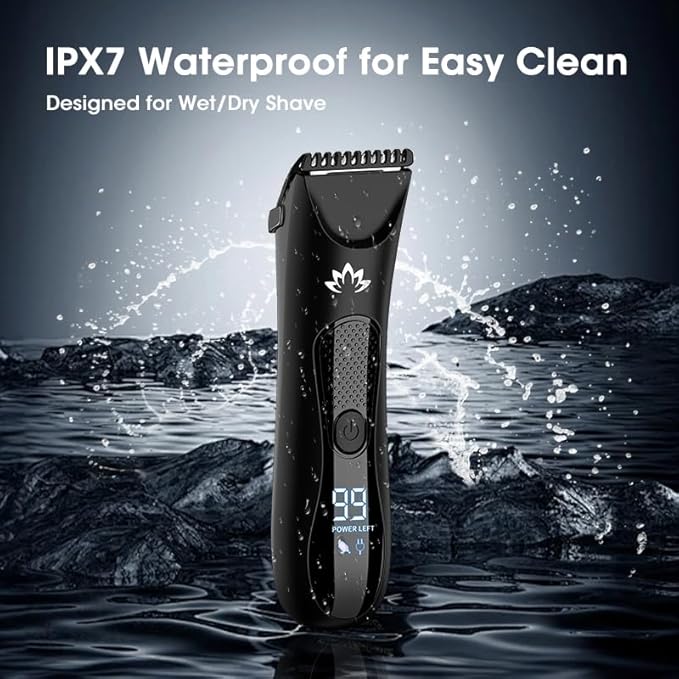 Manscape Body & Pubic Hair Trimmer for Men, Groin & Ball Trimmer Men, Electric Razor Mens Grooming Kit, Body Groomer Ball Shaver for Smooth Wet/Dry Shaving, Led Light