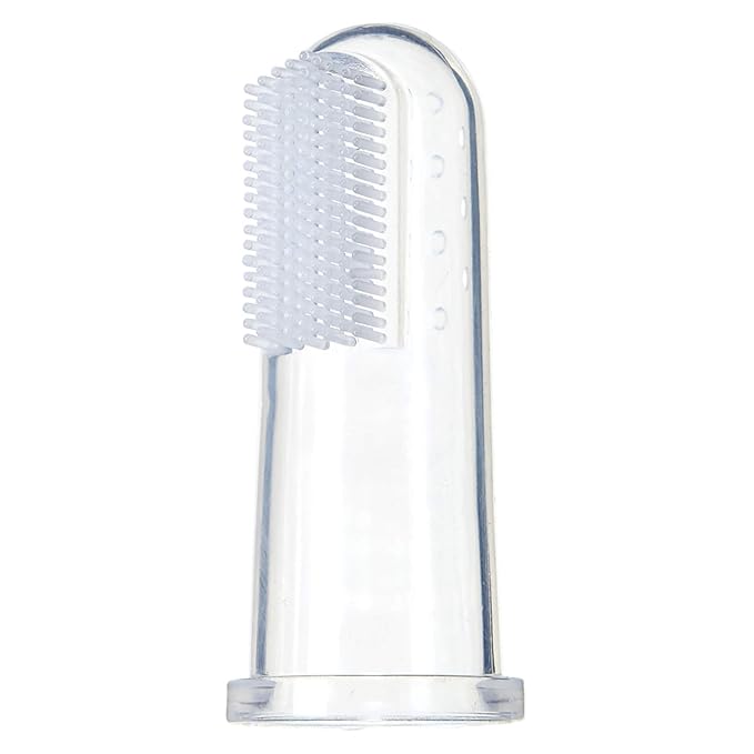 Brilliant Baby Finger Toothbrush - Silicone Gum Massager and Teether Brush for Babies and Toddlers - 3 Months Old and Up, Newborn Essentials for Cleaning Infant Gums, Clear, 1 Count (00551C)