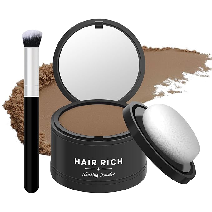 Hairline Powder with Brush Set, Root Touch Up Hair Color for Thinning and Gray Hair Coverage, Waterproof and Sweatproof Hairs Loss and Bald Spot Concealer for Men and Women-Dark Brown