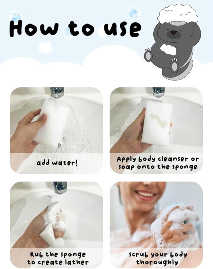 Disposable Bath Sponge White 24Pack / Easy to Carry Anytime, Anywhere/Travel, Camping, Clean Shower Supplies