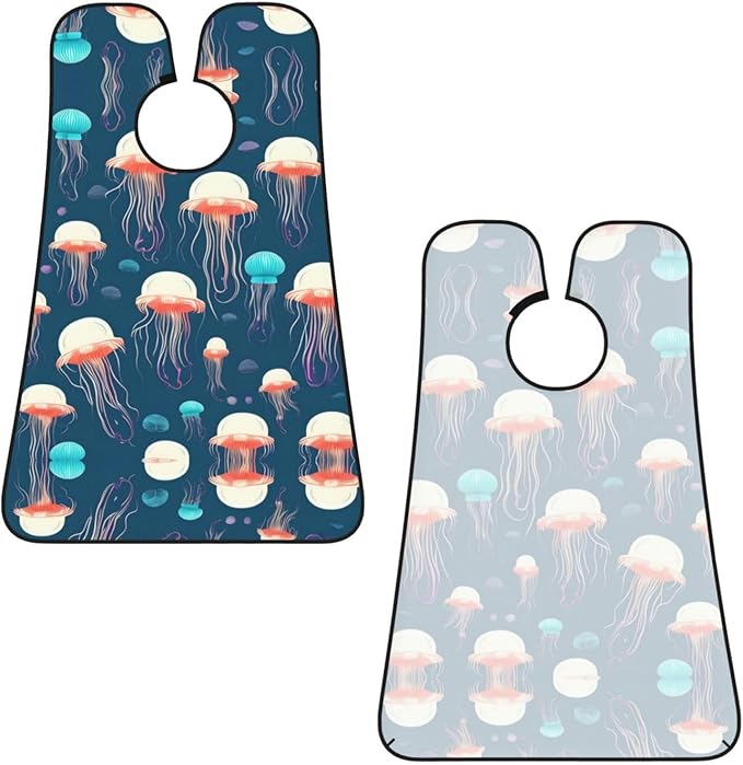 Jellyfish Pattern Print Beard Bib Shaving Apron, Beard Hair Trimming Cape Gift For Dad