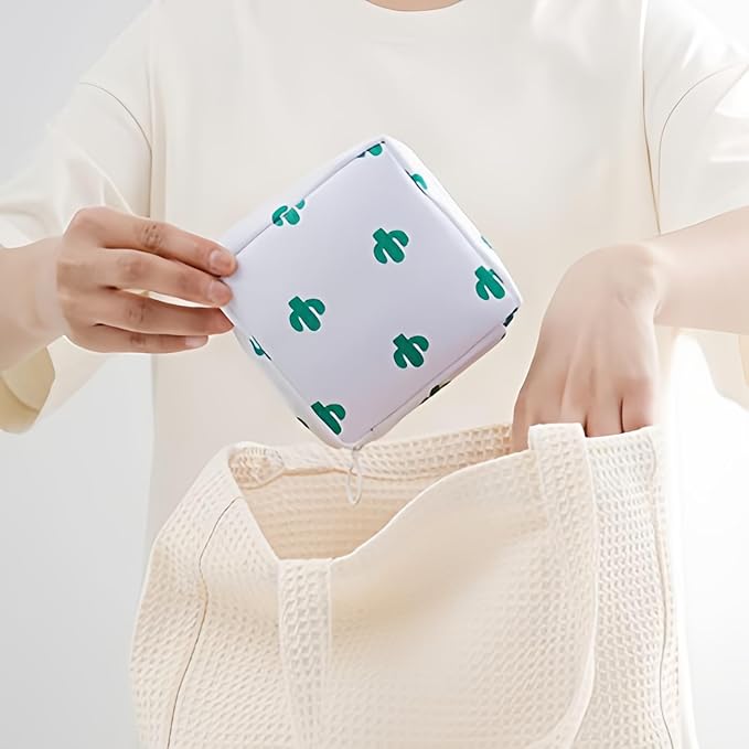 PayPie Sanitary Napkin Storage Bag, Portable Menstrual Pad Bag Tampons Collect Bags, Zipper Nursing Pad Holder Tampon Bag Sanitary Organizer for Women and Girls, 12 * 12 * 4 cm
