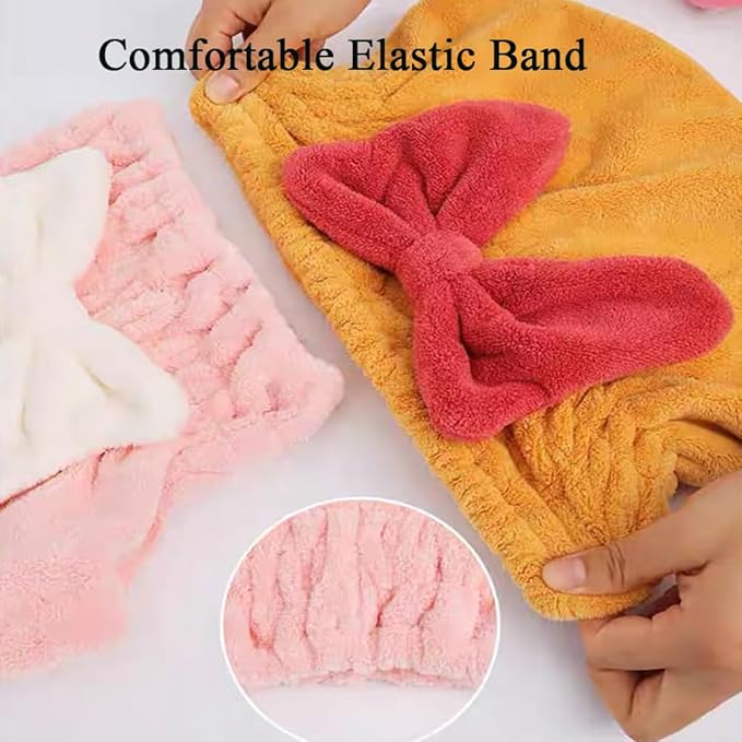Microfiber Hair Towel Wrap for Women, 2Pcs Hair Towel Cap.Soft Absorbent Turban Hair Towel for Long and Wet Hair (Orange & Pink)