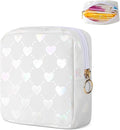 Period Bag Pouch, Leather Sanitary Napkin Storage Bag for Girls Womens, Portable Sanitary Napkin Period Pad Pouch Bag for Purse, Small Make Up Bags(White LOVE)