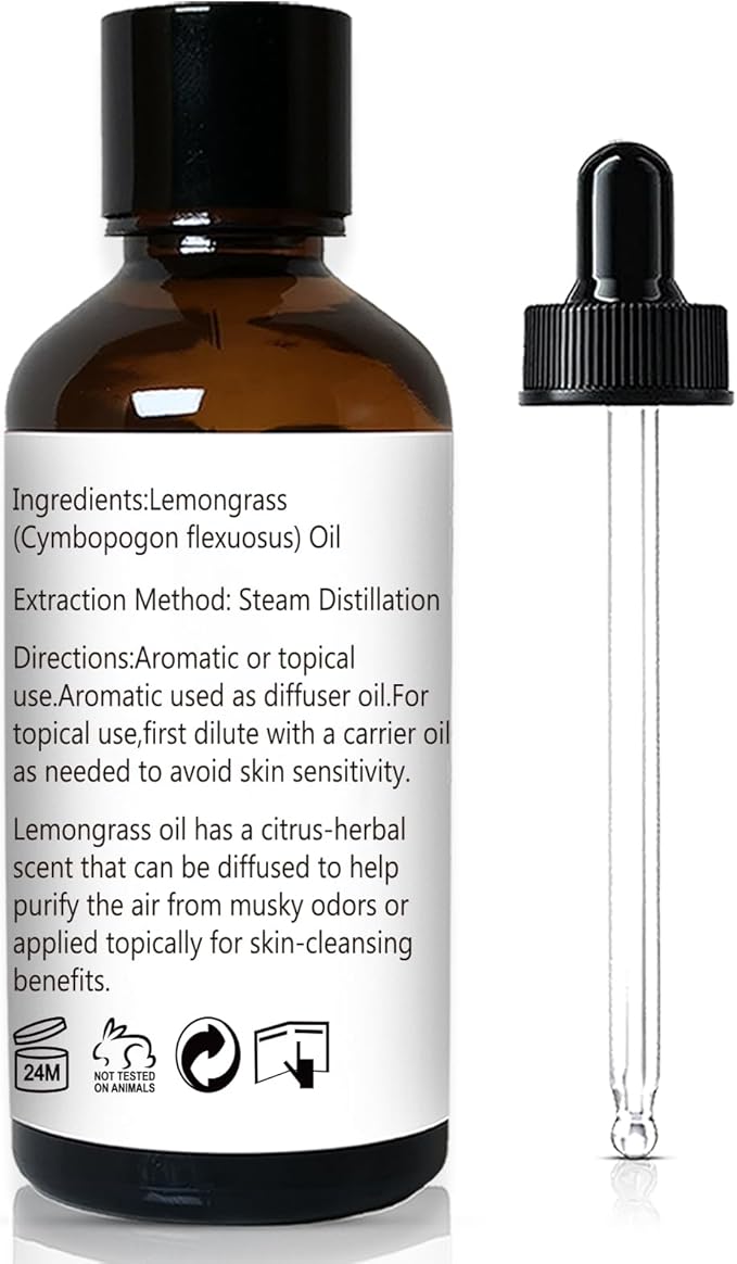 Lemongrass Essential Oil 1 Oz – 100% Pure Natural Lemongrass Oil for Diffuser