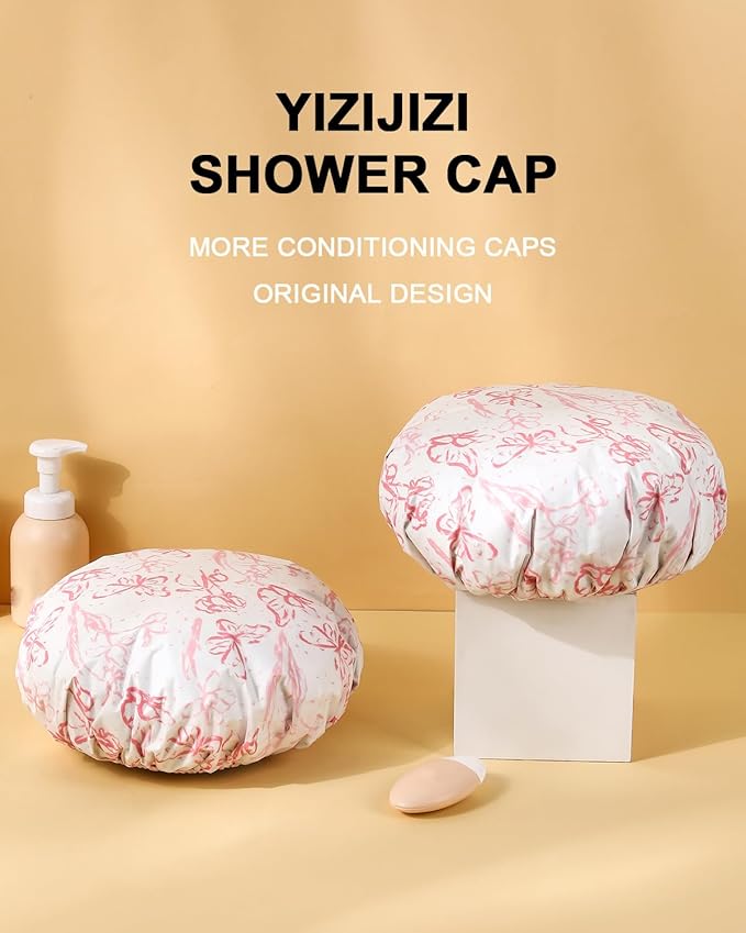 YIZIJIZI 2 Pieces Heat Cap for Deep Conditioning, Conditioning Cap Made of Aluminum Foil for Home and Salon Use, Hair Dyeing（Pink floral）