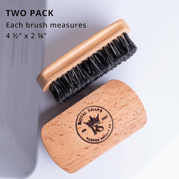 Beard Brush Pack with Mix Bristles by Royal Shave, Soft Bristle Beard Brush for Men (2 PACK)