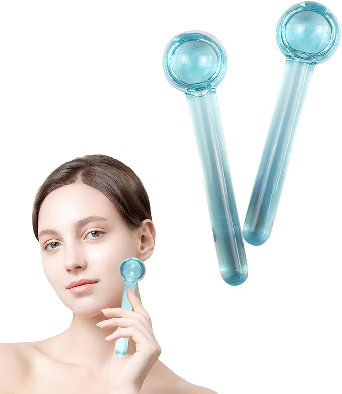 SportEmblema Ice Globes for Face & Eyes,Facials Cold Roller Cooling Globes for Skin Tightening & Anti-Aging Reusable Ice Facial Roller for Reduction of Puffiness & Wrinkles Dark Circles,Headaches-Blue
